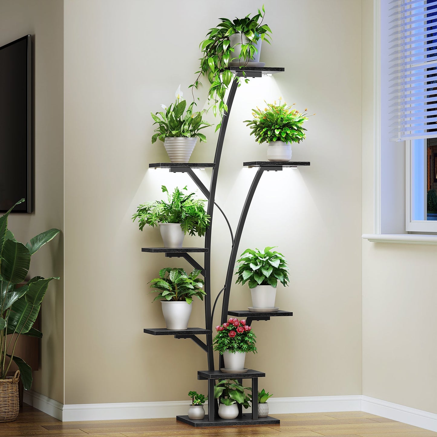 Biemlerfn Plant Stand with Grow Light, Perfect for Living Rooms and Offices