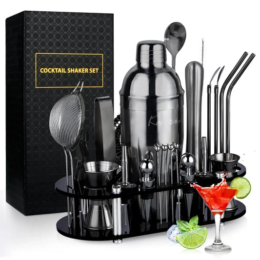 Biemlerfn Bartender Kit, 25-Piece Cocktail Shaker Set Stainless Steel Bar Tools