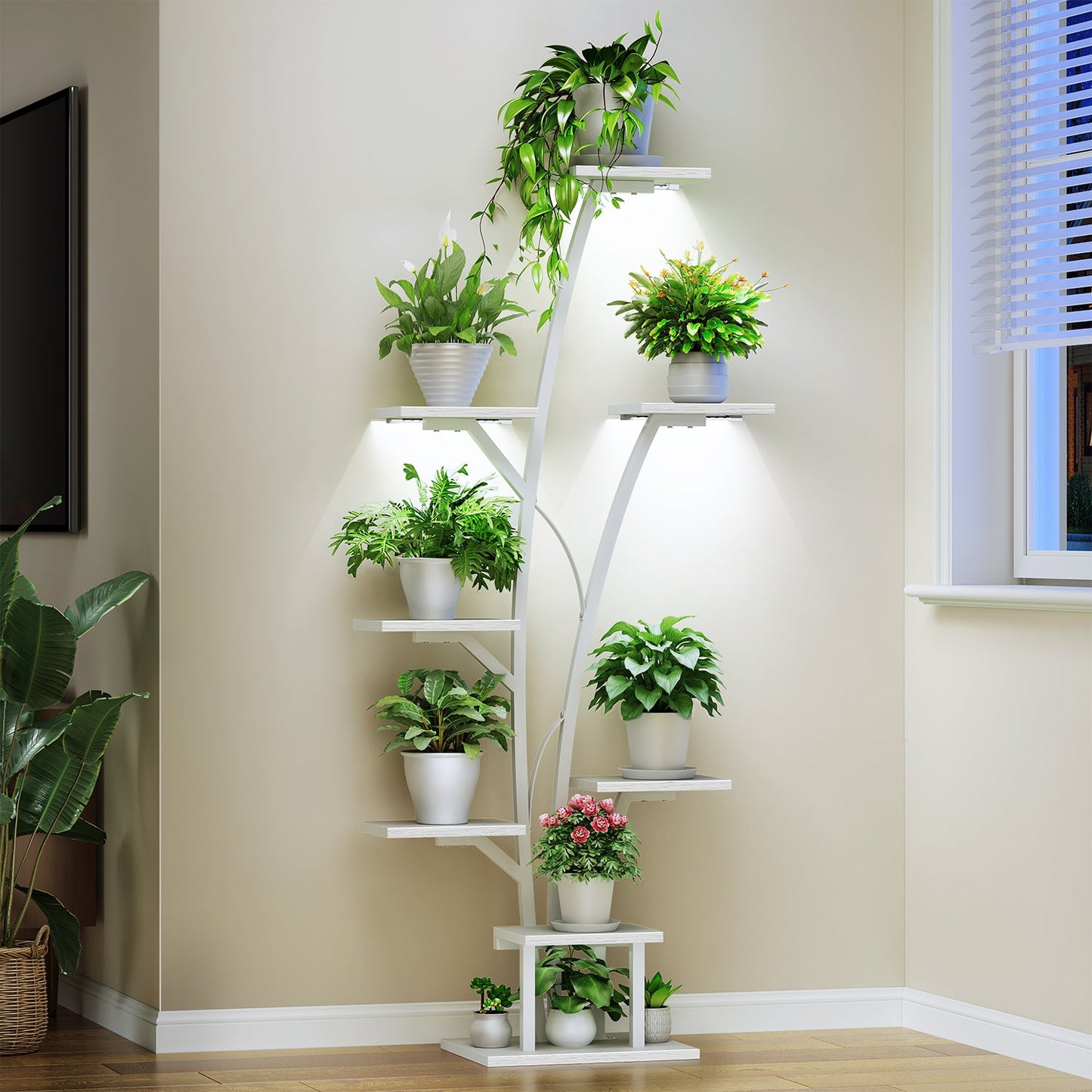 Biemlerfn Plant Stand with Grow Light, Perfect for Living Rooms and Offices