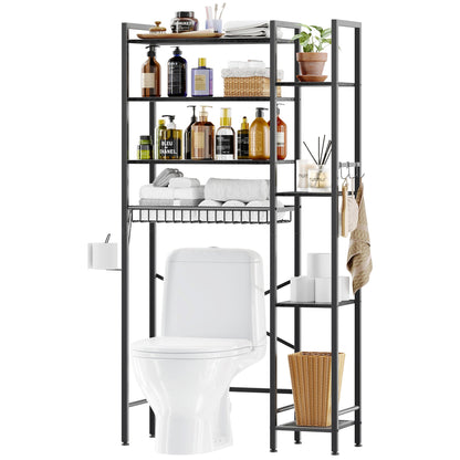 Biemlerfn Over The Toilet Storage Shelf, 8-Tier Wooden Bathroom Organizer, Adjustable