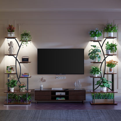 Plant Stand with Grow Lights, Biemlerfn 67" Tall Plant Shelf Indoor, 8 Tier Display Rack, Tree-Shape Metal Flower Holder for Home Living Room Office