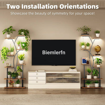 Plant Stand with Grow Lights, Biemlerfn 67" Tall Plant Shelf Indoor, 8 Tier Display Rack, Tree-Shape Metal Flower Holder for Home Living Room Office