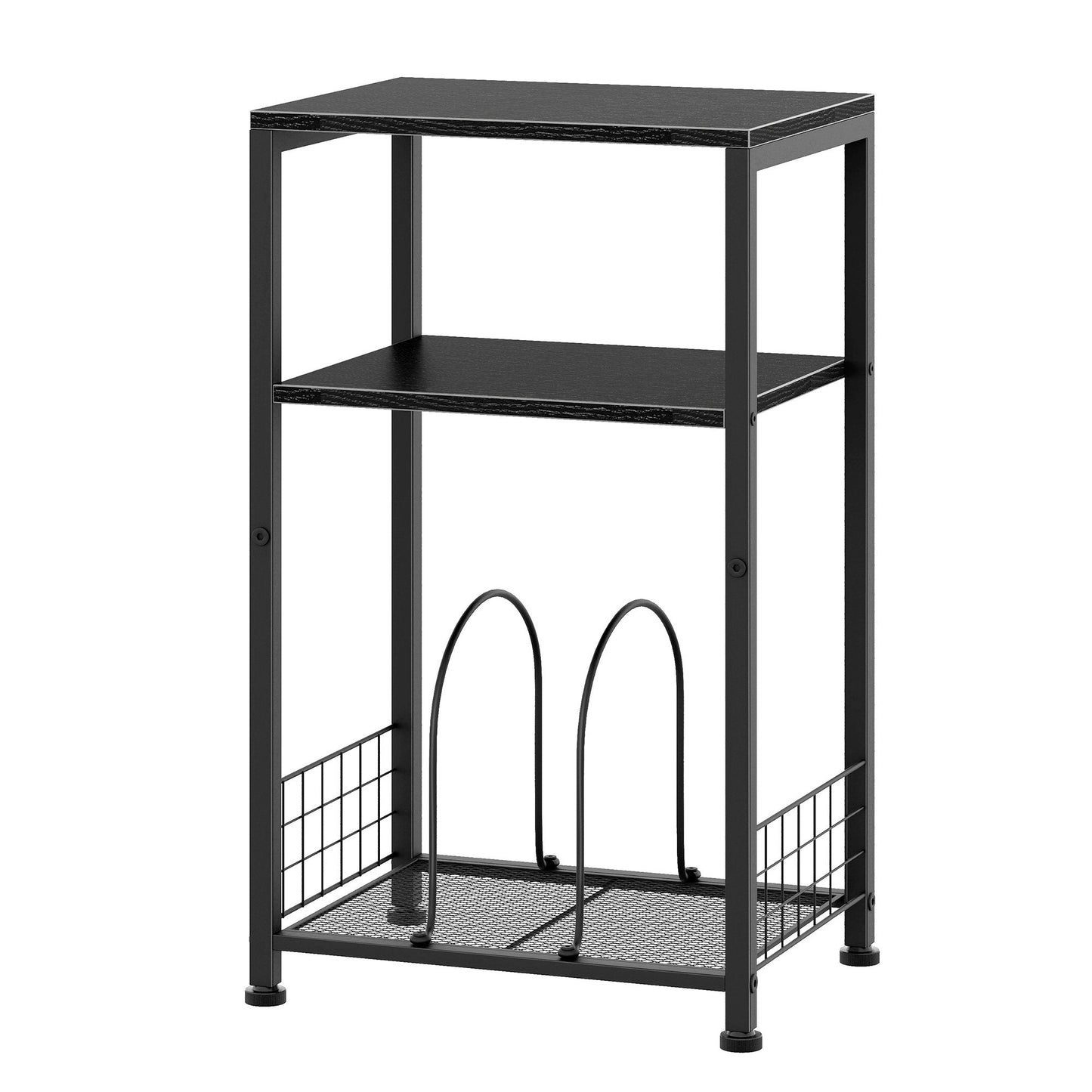 Biemlerfn 3-Tier End Side Table, Movable Record Player Stand with Vinyl Record Storage