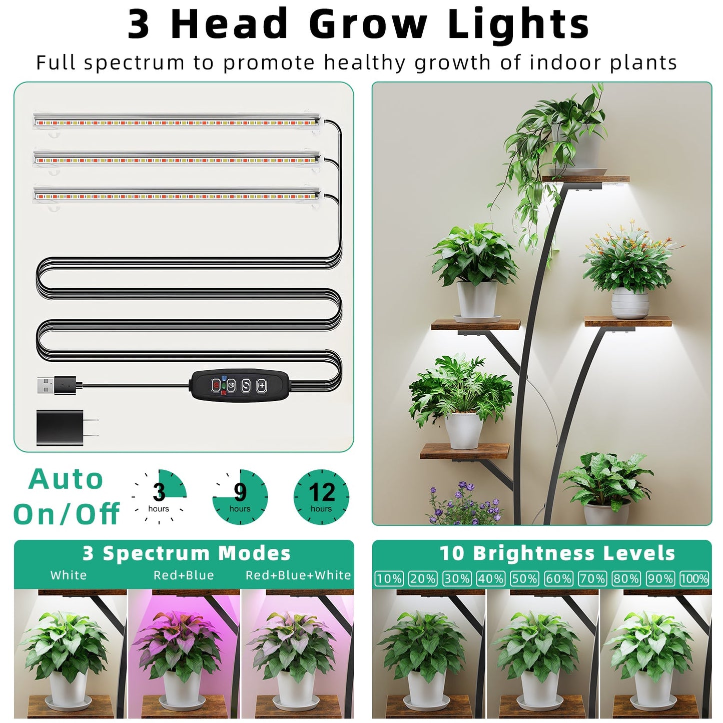 Biemlerfn Plant Stand with Grow Light, Perfect for Living Rooms and Offices
