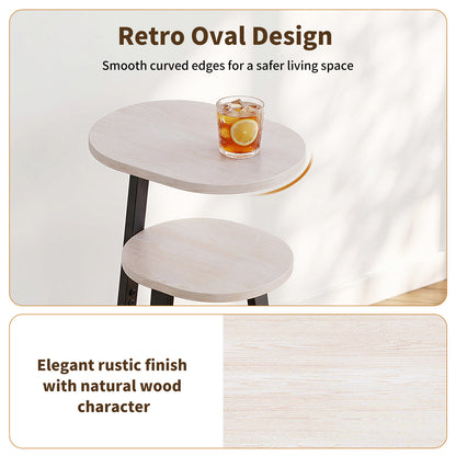 Biemlerfn 3-Tier Side Table, Small Round End Table with Metal Frame, Sofa Table Nightstand for Living Room, Bedroom