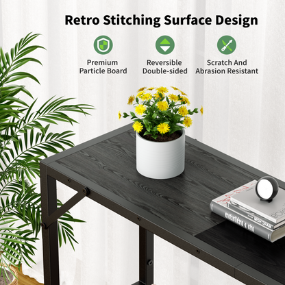 Biemlerfn Narrow Console Table, 11.22" Entryway Table Hallway Table with Storage Shelves, Sofa Table for Living Room, Foyer, Oak Gray