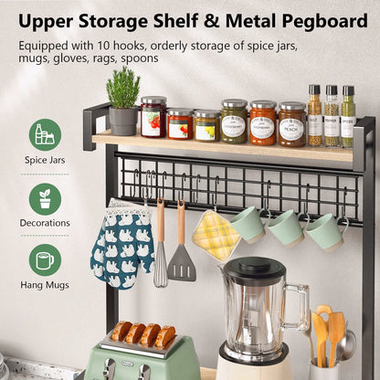 Biemlerfn Kitchen Bakers Rack with Hutch, 4 Tiers Coffee Bar Table, Adjustable