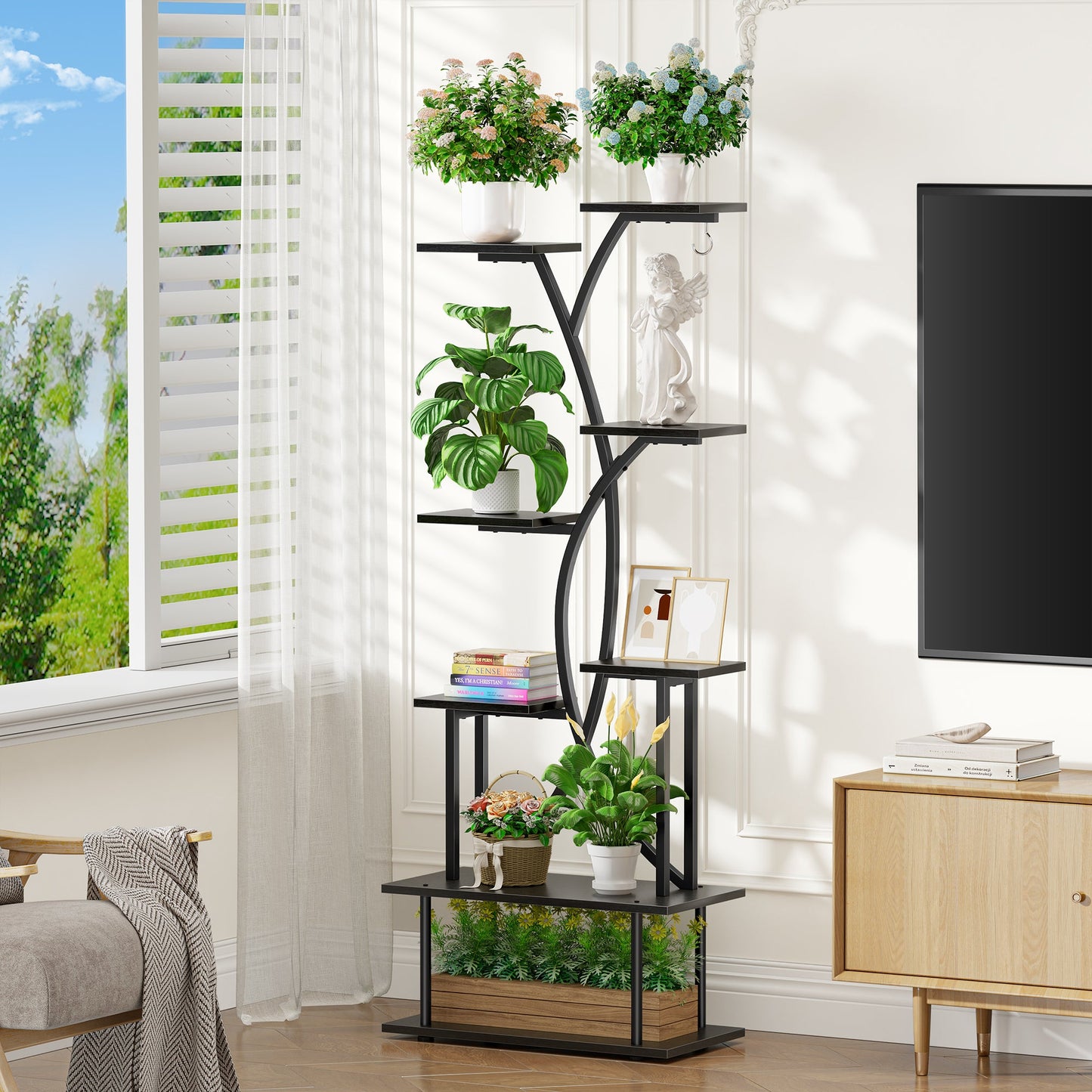 Biemlerfn Plant Stand with Grow Lights, 67" Tall Plant Shelf Indoor