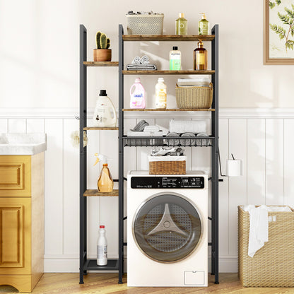 Biemlerfn Over The Toilet Storage Shelf, 8-Tier Wooden Bathroom Organizer, Adjustable