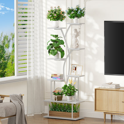 Plant Stand with Grow Lights, Biemlerfn 67" Tall Plant Shelf Indoor, 8 Tier Display Rack, Tree-Shape Metal Flower Holder for Home Living Room Office
