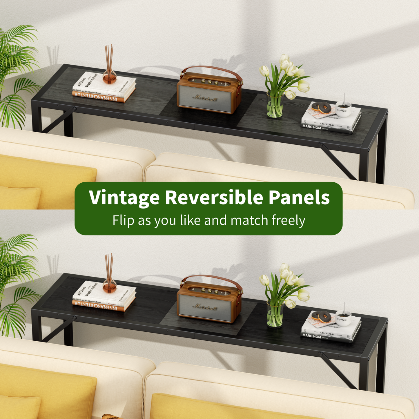 Biemlerfn Narrow Console Table, 11.22" Entryway Table Hallway Table with Storage Shelves, Sofa Table for Living Room, Foyer, Oak Gray