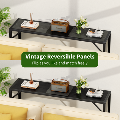 Biemlerfn Narrow Console Table, 11.22" Entryway Table Hallway Table with Storage Shelves, Sofa Table for Living Room, Foyer, Oak Gray