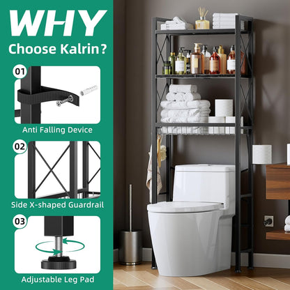 Biemlerfn Over The Toilet Storage with X Shape Side Guardrail