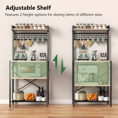 Biemlerfn Kitchen Bakers Rack with Hutch, 4 Tiers Coffee Bar Table, Adjustable