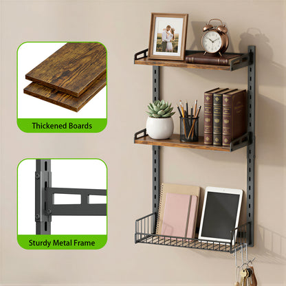 Biemlerfn 3-Tier Wall Mounted Bathroom Organizer Shelf, Space-Saving & Height-Adjustable Storage Rack for Toilet, Kitchen, Living Room