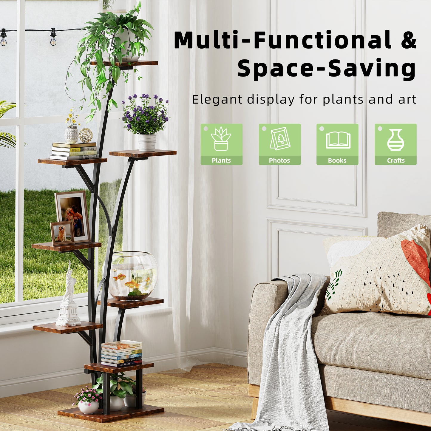 Biemlerfn Plant Stand with Grow Light, Perfect for Living Rooms and Offices