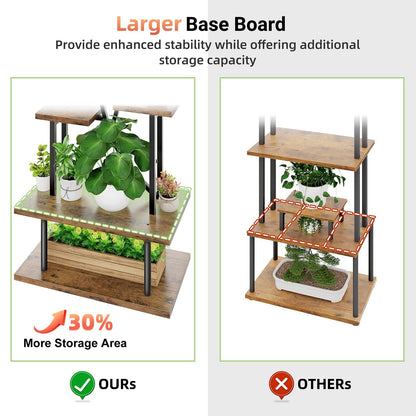 Plant Stand with Grow Lights, Biemlerfn 67" Tall Plant Shelf Indoor, 8 Tier Display Rack, Tree-Shape Metal Flower Holder for Home Living Room Office