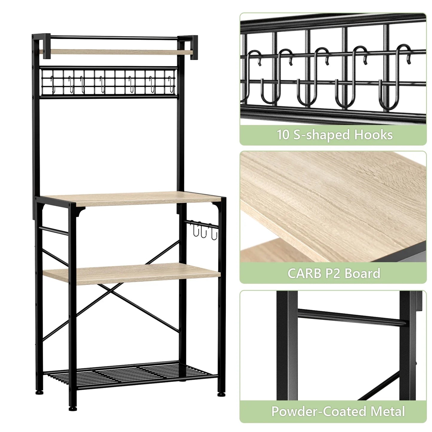 Biemlerfn Kitchen Bakers Rack with Hutch, 4 Tiers Coffee Bar Table, Adjustable