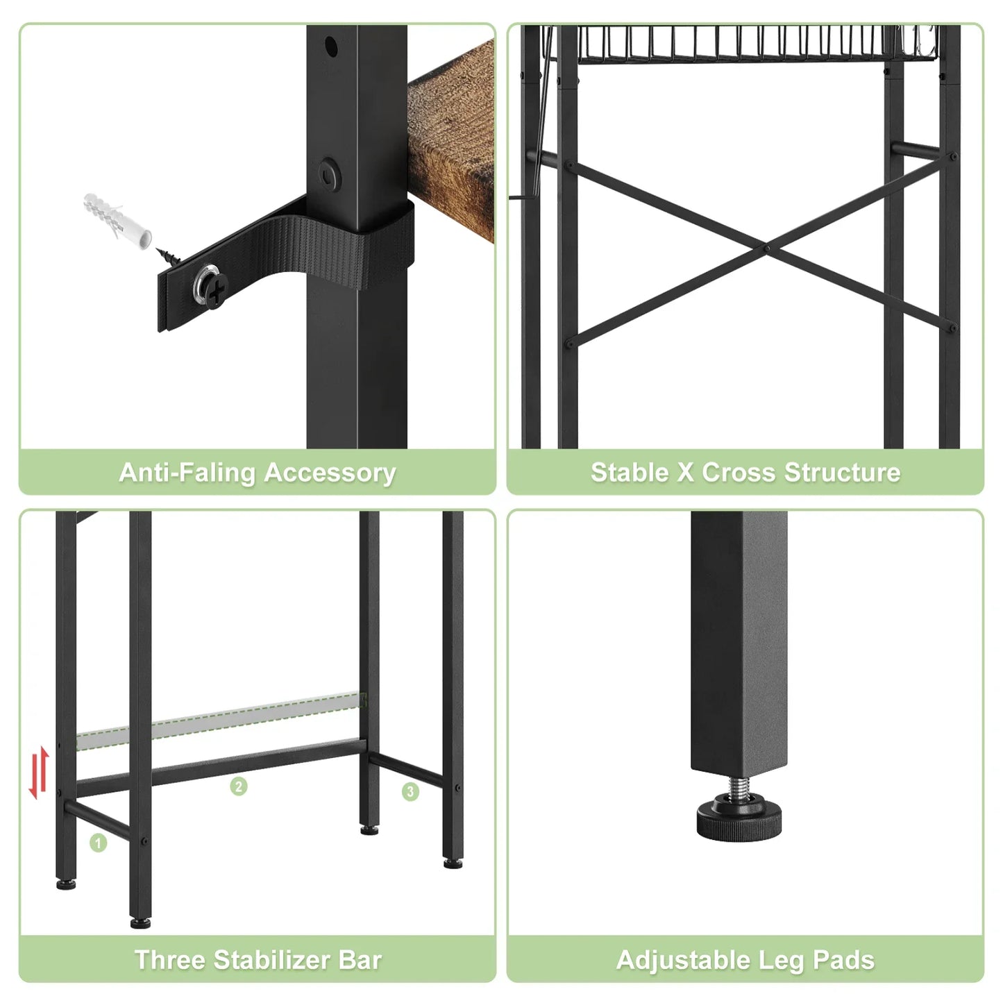 Biemlerfn Over The Toilet Storage Shelf, 4-Tier Wooden Bathroom Organizer Adjustable Saver Space Rack with Toilet Paper Holder