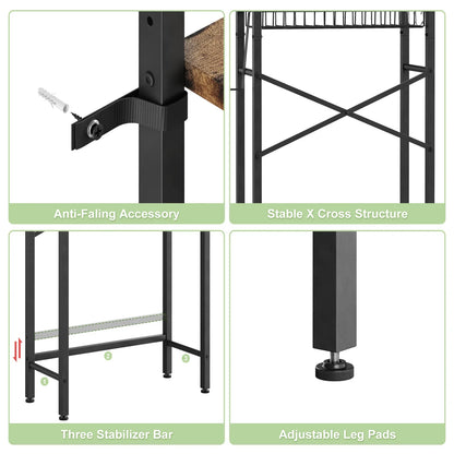 Biemlerfn Over The Toilet Storage Shelf, 4-Tier Wooden Bathroom Organizer Adjustable Saver Space Rack with Toilet Paper Holder