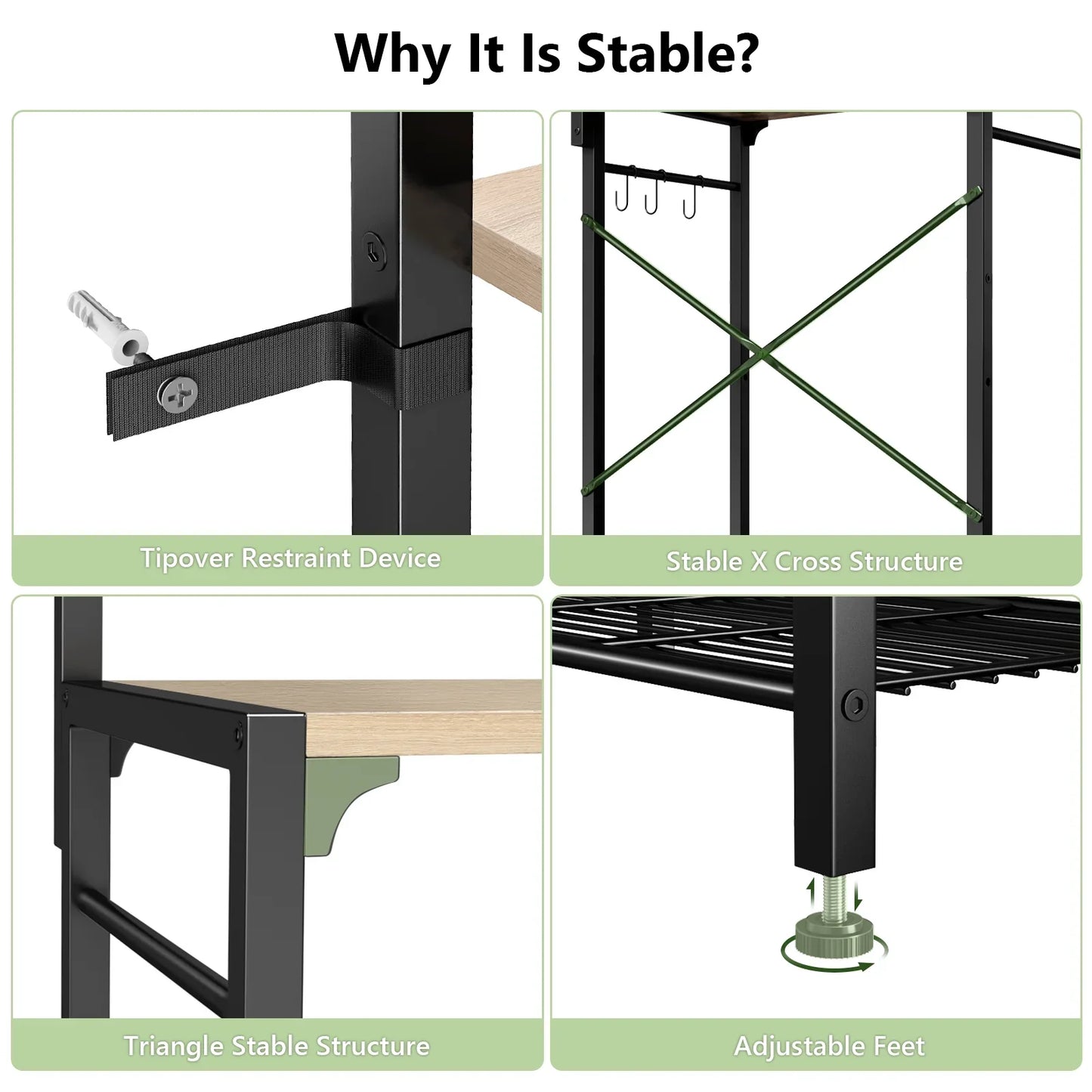 Biemlerfn Kitchen Bakers Rack with Hutch, 4 Tiers Coffee Bar Table, Adjustable