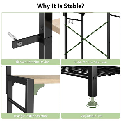 Biemlerfn Kitchen Bakers Rack with Hutch, 4 Tiers Coffee Bar Table, Adjustable