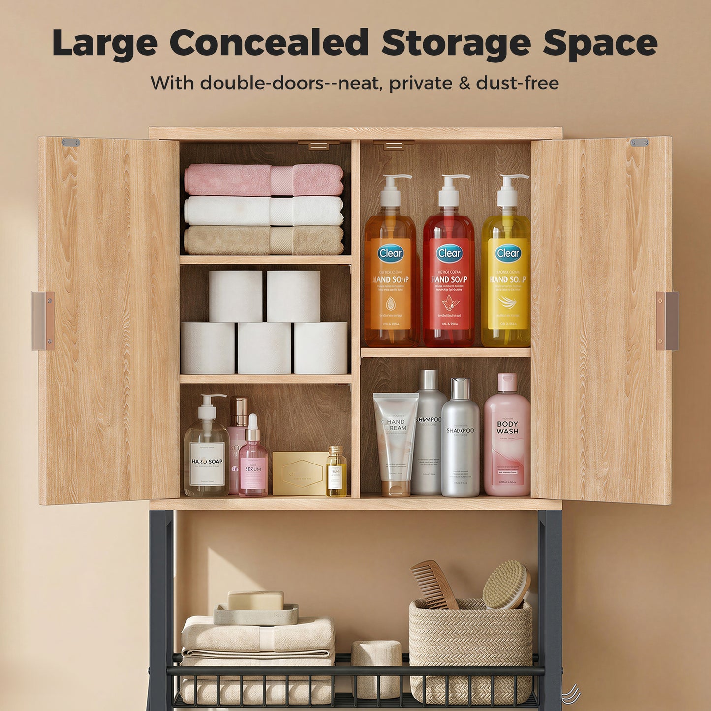 Wave Panel Bathroom Vanity with Sink, Modern Bathroom Cabinet with Storage, Space-Saving Vanity Unit