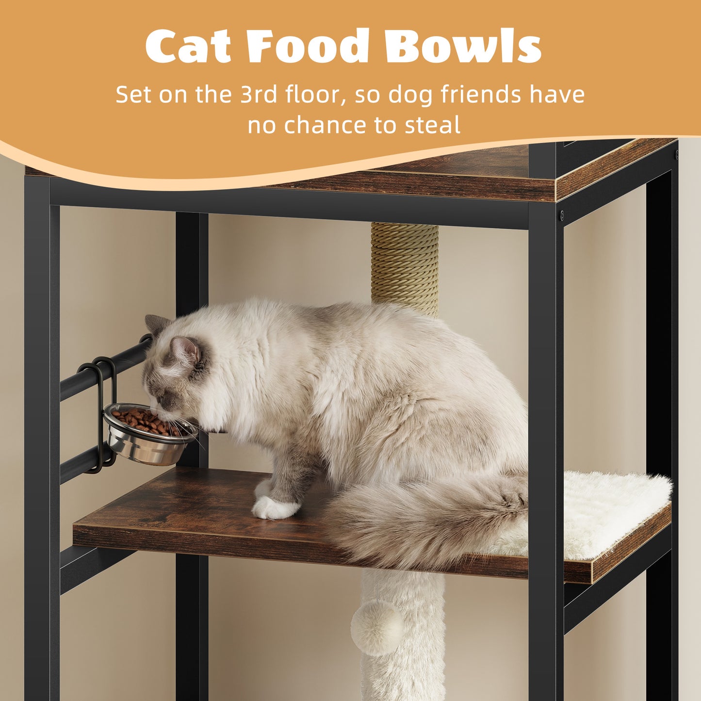 Biemlerfn 58.27" Cat Tree with Litter Box Enclosure, Multi-Level Cat Tower with Elevated Perch & Feeding Station, Scratching Post, Anti-Tip Design for Indoor Cats