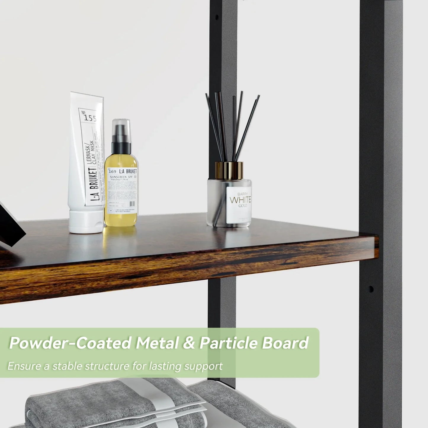 Biemlerfn Over The Toilet Storage Shelf, 4-Tier Wooden Bathroom Organizer Adjustable Saver Space Rack with Toilet Paper Holder