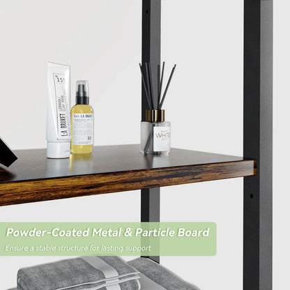 Biemlerfn Over The Toilet Storage Shelf, 4-Tier Wooden Bathroom Organizer Adjustable Saver Space Rack with Toilet Paper Holder