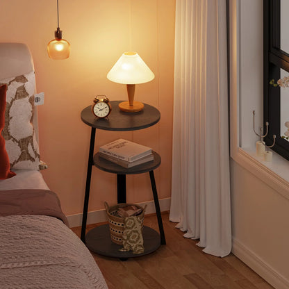 Biemlerfn End Side Table, 3-Tier Coffee Table Nightstand for Home