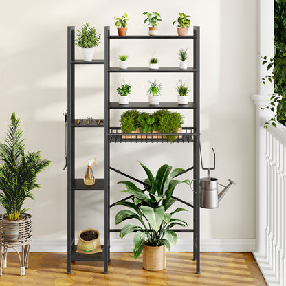 Biemlerfn Over The Toilet Storage Shelf, 8-Tier Wooden Bathroom Organizer Adjustable Saver Space Rack with Toilet Paper Holder