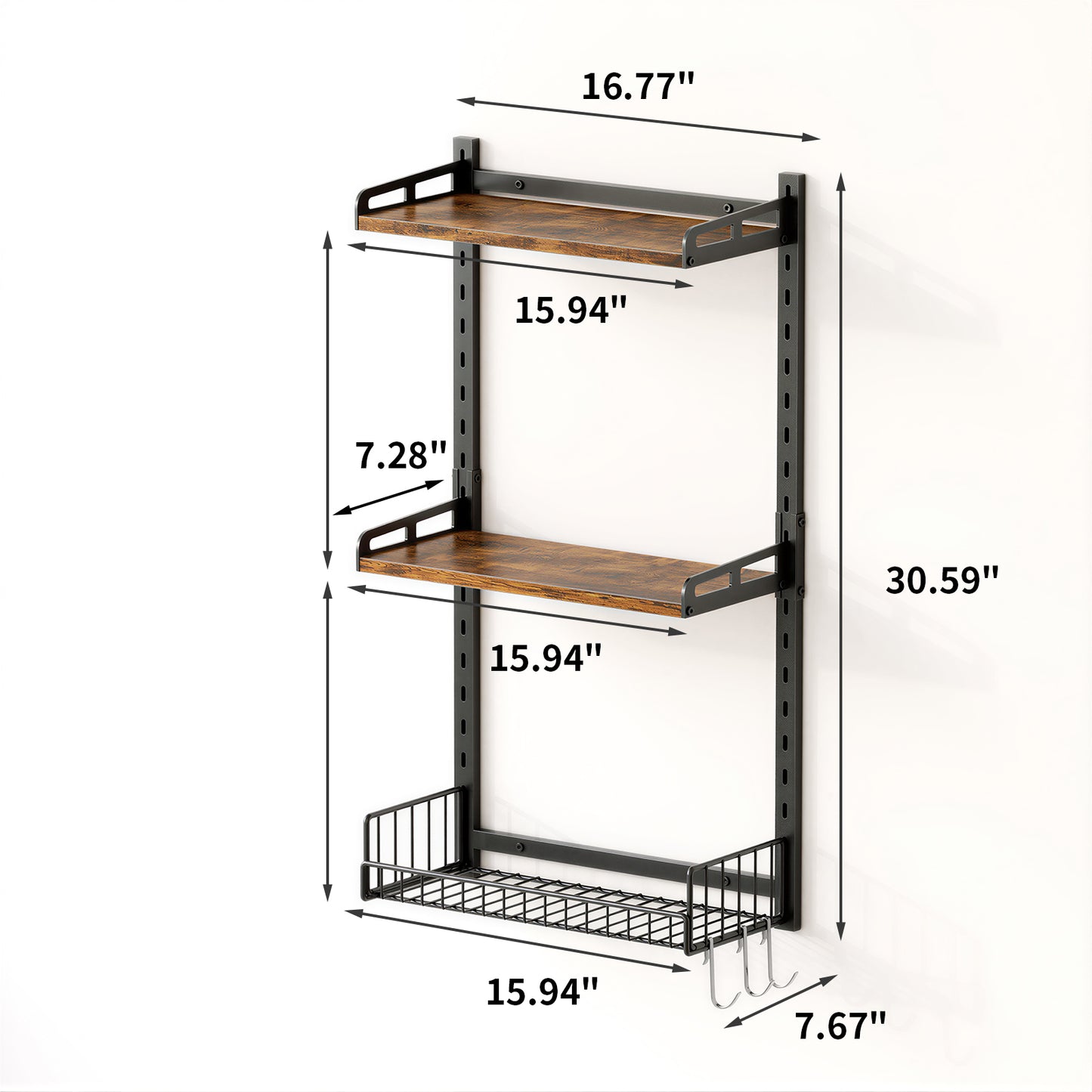 Biemlerfn 3-Tier Wall Mounted Bathroom Organizer Shelf, Space-Saving & Height-Adjustable Storage Rack for Toilet, Kitchen, Living Room