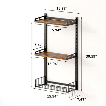 Biemlerfn 3-Tier Wall Mounted Bathroom Organizer Shelf, Space-Saving & Height-Adjustable Storage Rack for Toilet, Kitchen, Living Room