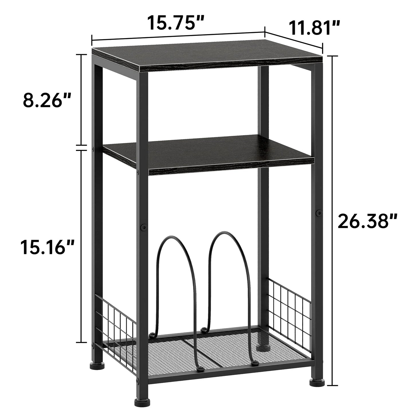 Biemlerfn 3-Tier End Side Table, Movable Record Player Stand with Vinyl Record Storage