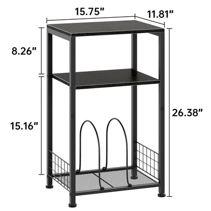 Biemlerfn 3-Tier End Side Table, Movable Record Player Stand with Vinyl Record Storage