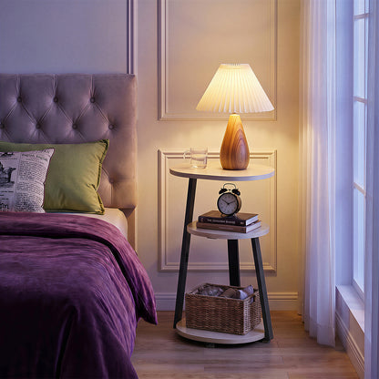 Biemlerfn 3-Tier Side Table, Small Round End Table with Metal Frame, Sofa Table Nightstand for Living Room, Bedroom