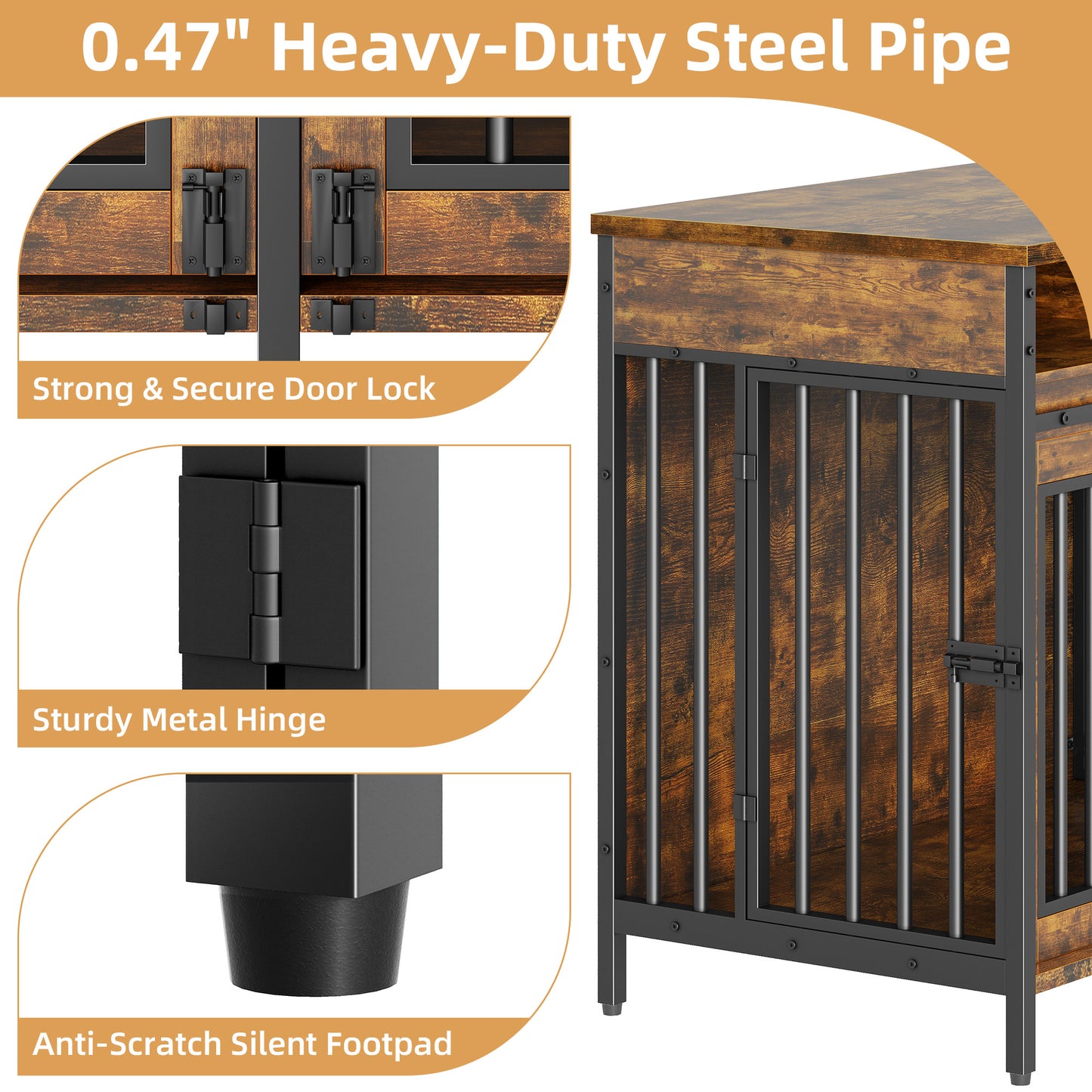 Biemlerfn 39.8" Wide Large Bakers Rack with Power Outlets, 5 Tiers Coffee Bar Table with 3 Wire Basket（Rustic Brown）