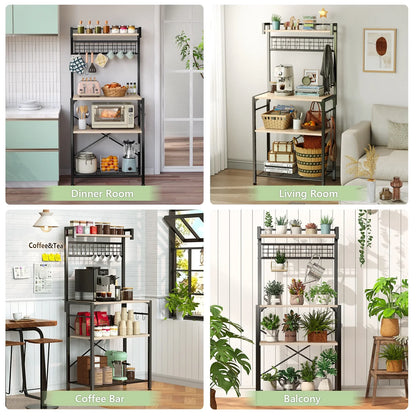 Biemlerfn Kitchen Bakers Rack with Hutch, 4 Tiers Coffee Bar Table, Adjustable