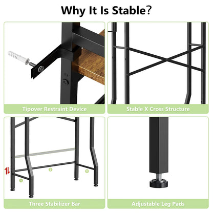 Biemlerfn Over The Toilet Storage Shelf, 3-Tier Wooden Bathroom Organizer Freestanding Space Saver