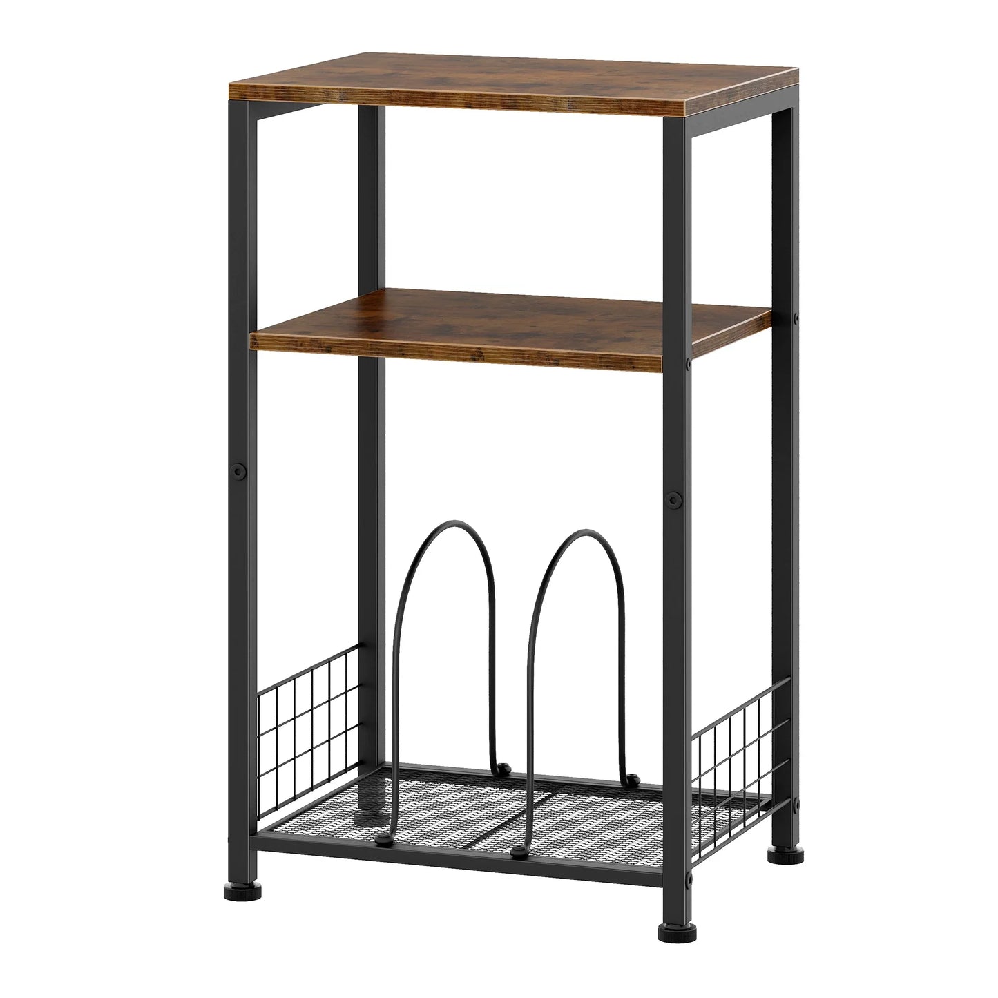 Biemlerfn 3-Tier End Side Table, Movable Record Player Stand with Vinyl Record Storage