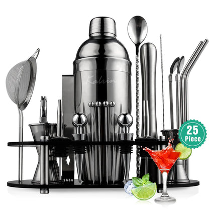 Biemlerfn Bartender Kit, 25-Piece Cocktail Shaker Set Stainless Steel Bar Tools