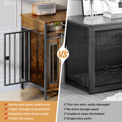 Biemlerfn 78.74'' Double Dog Crate Furniture with Removable Divider and 4 Compartments(Brown)