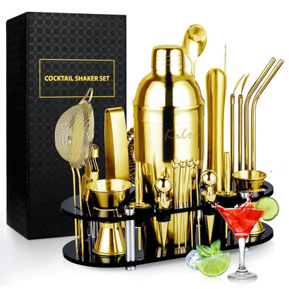 Biemlerfn Bartender Kit, 25-Piece Cocktail Shaker Set Stainless Steel Bar Tools
