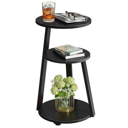 Biemlerfn End Side Table, 3-Tier Coffee Table Nightstand for Home