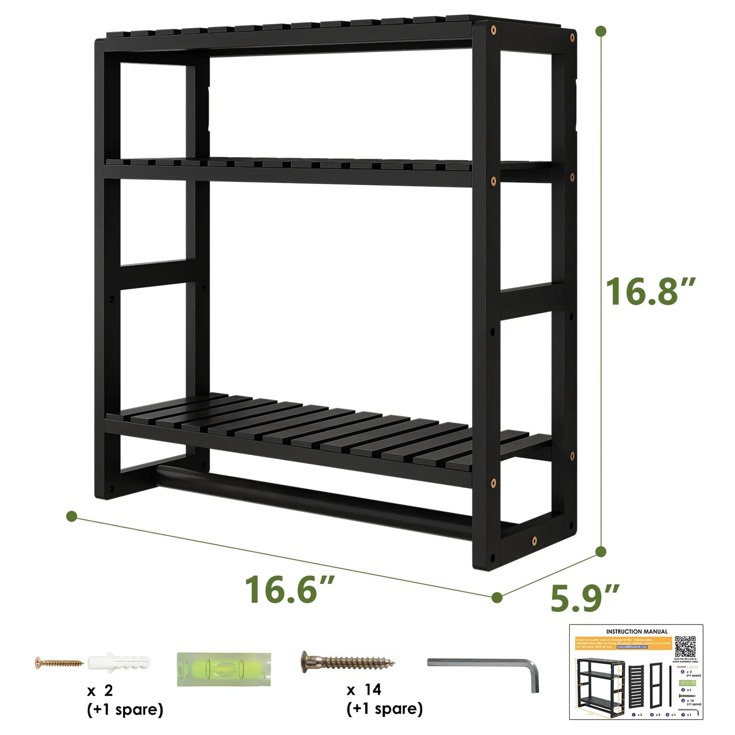 Biemlerfn 3-Tier Wall Mounted Bathroom Organizer Shelf, Space-Saving & Height-Adjustable Storage Rack for Toilet, Kitchen, Living Room