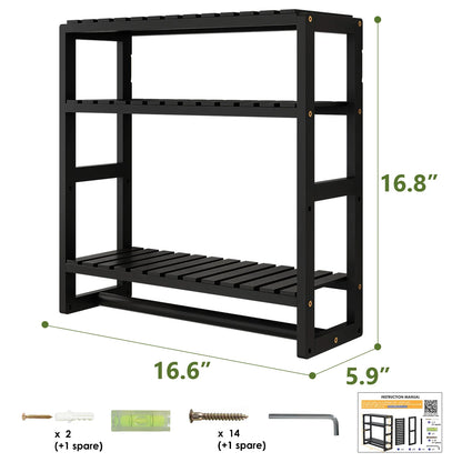 Biemlerfn 3-Tier Wall Mounted Bathroom Organizer Shelf, Space-Saving & Height-Adjustable Storage Rack for Toilet, Kitchen, Living Room